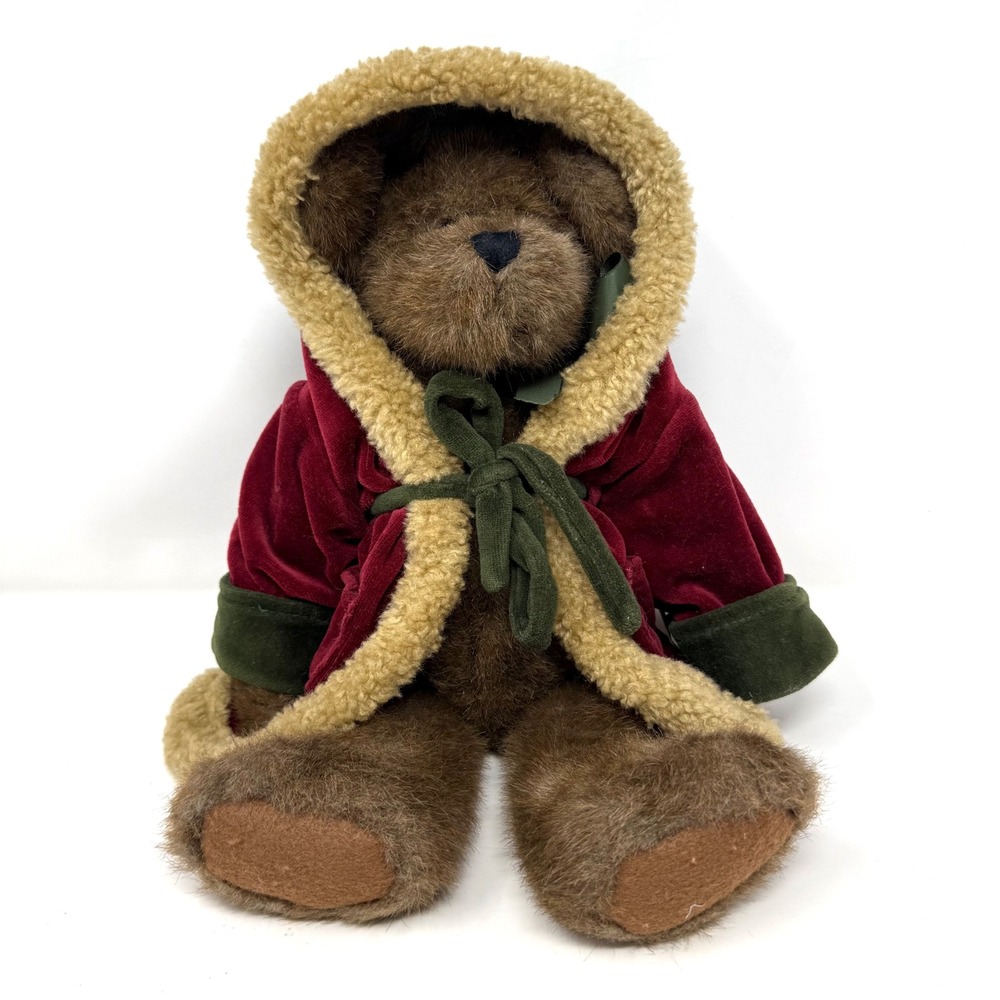 Boyds Bears J.B. Bean & Associates Plush 13in Holiday Burgundy Velvet Coat